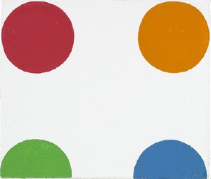 Damien Hirst, Bromchlorophenol Blue, 1996. Household gloss on canvas, 2 ½ × 3 inches (6.4 × 7.6 cm) © Damien Hirst and Science Ltd. All rights reserved, DACS 2012