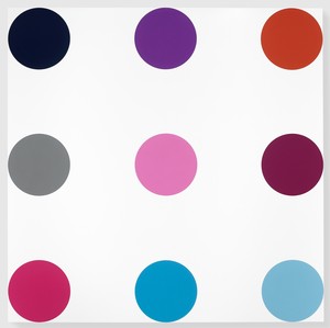 Damien Hirst, Myristyl Acetate, 2005. Household gloss on canvas, 180 × 180 inches (457.2 × 457.2 cm) © Damien Hirst and Science Ltd. All rights reserved, DACS 2012