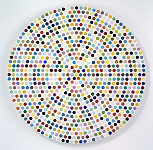 Damien Hirst, Zirconyl Chloride, 2008. Household gloss on canvas, diameter: 84 inches (213.4 cm) © Damien Hirst and Science Ltd. All rights reserved, DACS 2012