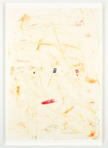 Dan Colen, To be titled, 2011. Mixed media and collage on paper, 39 ¾ × 28 ⅞ inches (101 × 73.3 cm)