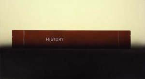 Ed Ruscha, History Book Laying on a Table, 2012. Acrylic on canvas, 26 ⅛ × 48 inches (66.4 × 121.9 cm) © Ed Ruscha. Photo: Paul Ruscha