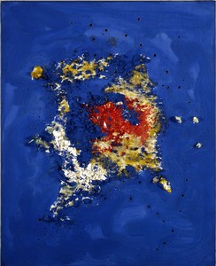 Lucio Fontana, Concetto spaziale, 1955. Oil and glass on canvas, 37 ⅞ × 25 ½ inches (96.2 × 64.8 cm) © Fondazione Lucio Fontana. Courtesy FaMa Gallery, Verona