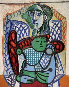 Pablo Picasso, Maternité, 1948. Oil on canvas, 36 ¼ × 28 ¾ inches (92 × 73 cm) © 2020 Pablo Picasso/Artists Rights Society (ARS), New York. Photo: Maurice Aeschimann