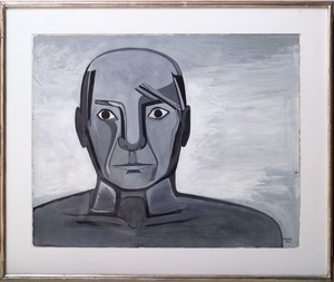 Françoise Gilot, Picasso's Face (Portrait from Memory), 1945. Gouache on paper, 19 ¾ × 26 inches (50.2 × 66 cm) © Francoise Gilot. Photo: Ali Elai, Camera Arts Inc.
