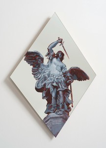 Rachel Feinstein, St. Michael, 2012. Oil enamel on mirror, 31 × 21 ½ inches (78.7 × 54.6 cm)