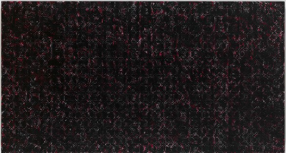 Richard Prince, Untitled (can painting), 2011–12 Acrylic, plastic, and staples on canvas, 50 ¼ × 93 inches (127.6 × 236.2 cm)