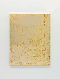 Rudolf Stingel, Untitled, 2012. Electroformed copper, plated nickel, and gold, 47 ⅜ × 39 ½ × 1 ½ inches (120.3 × 100.3 × 3.8 cm) © Rudolf Stingel. Photo: Alessandro Zambianchi