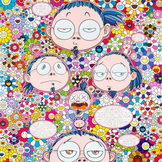 Takashi Murakami, Self-Portrait of the Manifold Worries of a Manifoldly Distressed Artist, 2012 Acrylic on canvas mounted on board, 59 × 59 inches (150 × 150 cm)© Takashi Murakami/Kaikai Kiki Co., Ltd. All rights reserved
