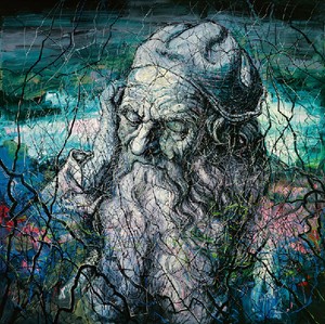Zeng Fanzhi, Head of an Old Man, 2012. Oil on canvas, in 2 parts, overall: 157 ½ × 157 ½ inches (400 × 400 cm) © Zeng Fanzhi Studio