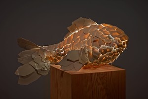 Frank Gehry, Untitled (Los Angeles VI), 2012–13 (detail). Metal, wire, ColorCore formica and silicone on wooden base, 56 × 46 × 50 inches overall (142.2 × 116.8 × 127 cm) Photo by Douglas M. Parker Studio