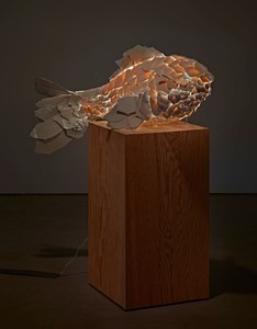 Frank Gehry, Untitled (Los Angeles VI), 2012–13. Metal, wire, ColorCore formica and silicone on wooden base, 56 × 46 × 50 inches overall (142.2 × 116.8 × 127 cm) Photo by Douglas M. Parker Studio