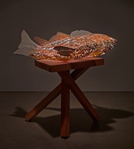 Frank Gehry, Untitled (Los Angeles II), 2012–13. Metal wire, ColorCore formica and silicone on wooden base, 56 × 46 × 50 inches overall (142.2 × 116.8 × 127 cm) Photo by Douglas M. Parker Studio