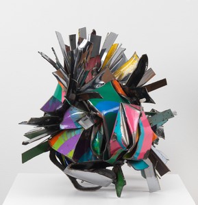 John Chamberlain, CONEYISLANDDORIC, 2008. Painted and chromed steel, 16 ½ × 21 × 16 inches (41.9 × 53.3 × 40.6 cm) © Fairweather &amp; Fairweather LTD/Artists Rights Society (ARS), New York
