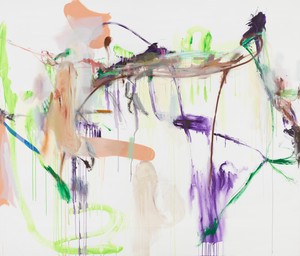 Albert Oehlen, Untitled, 2012. Oil and paper on canvas, 90 ½ × 106 ¼ inches (230 × 270 cm) © Albert Oehlen