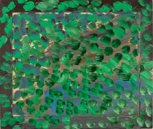 Howard Hodgkin, Moss, 2011–12. Oil on wood, 23 ⅞ × 28 ¼ inches (60.6 × 71.8 cm) © Howard Hodgkin Estate
