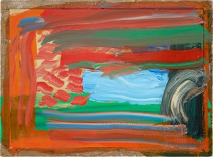 Howard Hodgkin, Wet Evening, 2009–12. Oil on wood, 42 ½ × 57 ¼ inches (108 × 145.4 cm) © Howard Hodgkin Estate