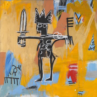 Jean-Michel Basquiat, Untitled (Julius Caesar on Gold), 1981 Acrylic, oil stick, spray paint, and marker on canvas, 50 × 50 inches (127 × 127 cm)© The Estate of Jean-Michel Basquiat/ADAGP, Paris, ARS, New York 2013