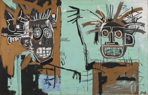 Jean-Michel Basquiat, Untitled (Two Heads on Gold), 1982. Acrylic and oil stick on canvas, 80 × 125 inches (203.2 × 317.5 cm) © The Estate of Jean-Michel Basquiat/ADAGP, Paris, ARS, New York 2013