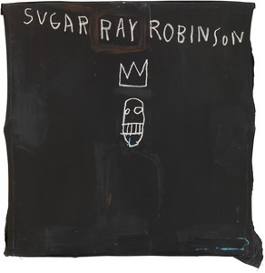 Jean-Michel Basquiat, Untitled (Sugar Ray Robinson), 1982. Acrylic and oil stick on canvas, 42 × 42 inches (106.7 × 106.7 cm) © The Estate of Jean-Michel Basquiat/ADAGP, Paris, ARS, New York 2013