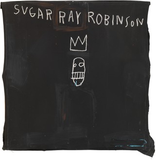 Jean-Michel Basquiat, Untitled (Sugar Ray Robinson), 1982 Acrylic and oil stick on canvas, 42 × 42 inches (106.7 × 106.7 cm)© The Estate of Jean-Michel Basquiat/ADAGP, Paris, ARS, New York 2013