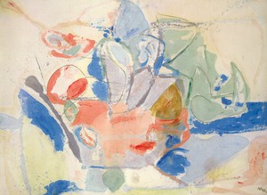 Helen Frankenthaler, Mountains and Sea, 1952. Oil and charcoal on canvas, 86 ⅜ × 117 ¼ inches (219.4 × 297.8 cm) Helen Frankenthaler Foundation, Inc., on extended loan to the National Gallery of Art, Washington, DC © 2013 Estate of Helen Frankenthaler/Artists Rights Society (ARS), New York