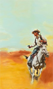 Richard Prince, Untitled (Cowboy), 2012. Inkjet and acrylic on canvas, 81 ¼ × 48 inches (206.4 × 121.9 cm)