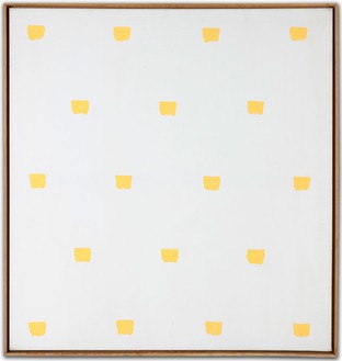 Niele Toroni, Empreintes de pinceau No. 50 répétées à intervalles réguliers de 30 cm, 1973 Oil on canvas, 47 ¼ × 43 ¼ inches (120 × 110 cm)