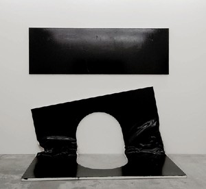 Steven Parrino, The Self Mutilation Bootleg 2 (The Open Grave), 2003. Enamel on canvas, 115 × 64 × 20 inches (292.1 × 162.6 × 50.8 cm)