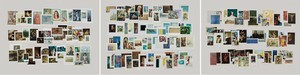 Taryn Simon, Folders: Paintings, Fa–Fn; Ma–Md; Ra–Rn, 2012. Archival inkjet prints comprised of 3 components, 47 × 186 inches framed, each (119.4 × 472.4 cm), edition of 5