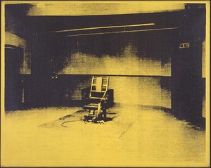 Andy Warhol, Little Electric Chair, 1965. Acrylic and silkscreen ink on linen, 22 × 28 inches (55.9 × 71.1 cm) © The Andy Warhol Foundation for the Visual Arts, Inc./Artists Rights Society (ARS), New York