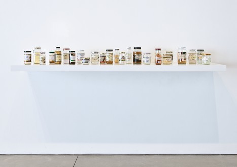 Kirsten Pieroth, Untitled (Essences), 2014 Jars with liquid from boiled books and personal documents, in 25 parts, dimensions variablePhoto: Benjamin Lee Ritchie Handler