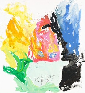 Georg Baselitz, Licht wil raum mecht hern (Lef el rial bel), 2013. Oil on canvas, 118 ⅛ × 108 ¼ inches (300 × 275 cm) © Georg Baselitz. Photo: Jochen Littkemann