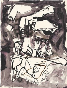 Georg Baselitz, Untitled, 2013. India ink and watercolor on paper, 26 × 19 ¾ inches (66.1 × 50.3 cm) © Georg Baselitz. Photo: Jochen Littkemann