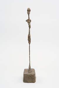 Alberto Giacometti, [Femme debout], c. 1961 (cast 1993). Bronze, 17 ⅞ × 3 ¼ × 4 ⅜ inches (45.4 × 8.1 × 11.2 cm), edition of 8 © 2014 Alberto Giacometti Estate/Licensed by VAGA and ARS, New York