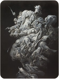 Glenn Brown, The Death of the Virgin, 2012. Oil on panel, 90 ½ × 67 ⅞ inches (230 × 172.5 cm) © Glenn Brown. Photo: Mike Bruce