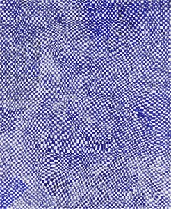 Harmony Korine, Blue Checker, 2014. Oil on canvas, 102 × 84 inches (259.1 × 213.4 cm) Photo by Rob McKeever