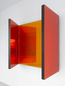 Jean Nouvel, Miroir A, 2014 (view 2). Walnut and colored mirrors, Dimensions variable, edition of 6 Photo by Mike Bruce