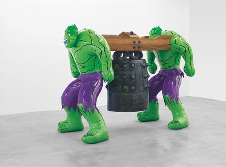 Jeff Koons, Hulk (Bell), 2004–12 Polychromed bronze, bronze, and wood, 68 ⅛ × 47 × 82 inches (172.9 × 119.4 × 208.3 cm), edition of 3 + 1 AP© Jeff Koons