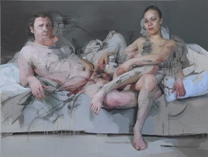 Jenny Saville, Intertwine, 2011–14. Oil on canvas, 86 ⅜ × 114 ⅛ × 2 ½ inches (219.5 × 290 × 6.5 cm) © Jenny Saville. Photo: Mike Bruce