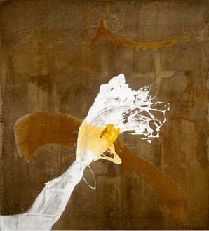 Julian Schnabel, Untitled, 1990 Resin, gesso on burlap, 120 × 108 inches (304.8 × 274.3 cm)Photo by Ken Cohen Photography
