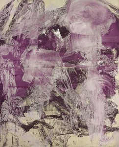 Julian Schnabel, A Little Later, 1990. Oil, gesso on white tarp, 96 × 76 inches (243.8 × 193 cm) Photo by Rob McKeever