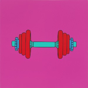 Michael Craig-Martin, Untitled (dumbell), 2014. Acrylic on aluminum, 23 ⅝ × 23 ⅝ inches (60 × 60 cm) Photo by Mike Bruce