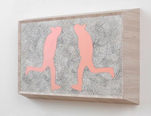 Richard Artschwager, Running Man (double pink), 2013. Laminate, acrylic on Celotex in artist's frame, 28 × 40 ¼ × 8 inches (71.1 × 102.2 × 20.3 cm) Photo by Rob McKeever