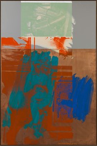 Robert Rauschenberg, Aqua Fanfare (Urban Bourbon), 1993. Acrylic on copper and mirrored aluminum, 72 13/16 × 48 13/16 inches (184.9 × 124 cm) © The Robert Rauschenberg Foundation 2014/Licensed by VAGA, New York, photo by Rob McKeever