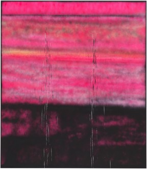 Sterling Ruby, SP302, 2014 Spray paint on synthetic canvas, 96 × 84 inches (243.8 × 213.4 cm)Photo by Robert Wedemeyer