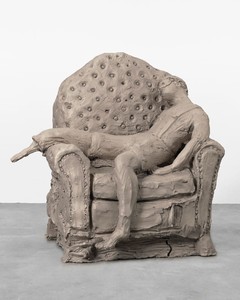 Urs Fischer, boy in chair, 2014. Cast bronze, 48 ½ × 37 × 38 ½ inches (123.2 × 94 × 97.8 cm), edition of 2 © Urs Fischer. Photo: Mats Nordman