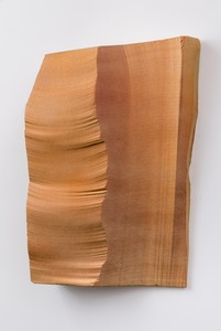 Piero Golia, Intermission painting #4 red to gold, 2014. EPS foam, hard coat, and pigment, 48 × 38 × 8 ½ inches (121.9 × 96.5 × 21.6 cm) © Piero Golia. Photo: Josh White