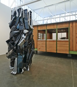 Installation view. All sculpture by John Chamberlain © 2015 Fairweather &amp; Fairweather LTD/Artists Rights Society (ARS), New York. © Estate of Jean Prouvé/Artists Rights Society (ARS), New York/ADAGP, Paris. Photo: Tom Powel Imaging
