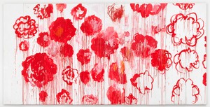 Cy Twombly, Blooming, 2001–08. Acrylic and wax crayon on panel, in 10 parts, 98 ⅜ × 196 ⅞ inches (250 × 500 cm) Private Collection © Cy Twombly Foundation. Photo: Mike Bruce