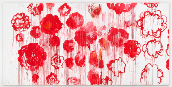 Cy Twombly, Blooming, 2001–08 Acrylic and wax crayon on panel, in 10 parts, 98 ⅜ × 196 ⅞ inches (250 × 500 cm)Private Collection© Cy Twombly Foundation. Photo: Mike Bruce